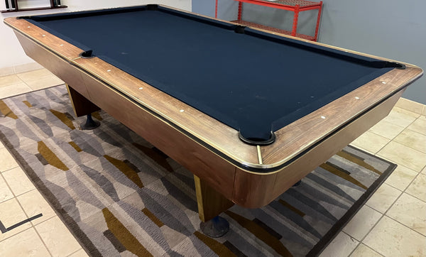 Vintage 8FT Pool Table W/ Ball Return - 1pc Slate - Pre Owned