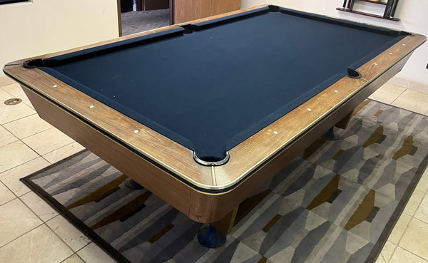 Vintage 8FT Pool Table W/ Ball Return - 1pc Slate - Pre Owned
