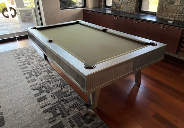 Venice Pool Table By Mitchell Billiards 8FT Oversized W/Matching Wall Rack - Stainless Steel