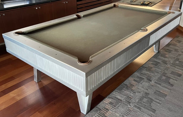 Venice Pool Table By Mitchell Billiards 8FT Oversized W/Matching Wall Rack - Stainless Steel