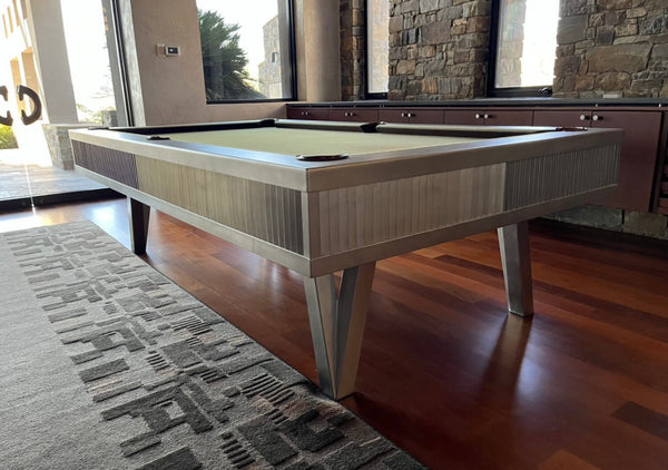 Venice Pool Table By Mitchell Billiards 8FT Oversized W/Matching Wall Rack - Stainless Steel
