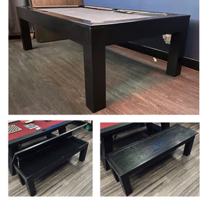 Custom Made 8FT Pool Table W/ 2 Storage Benches - Pre Owned